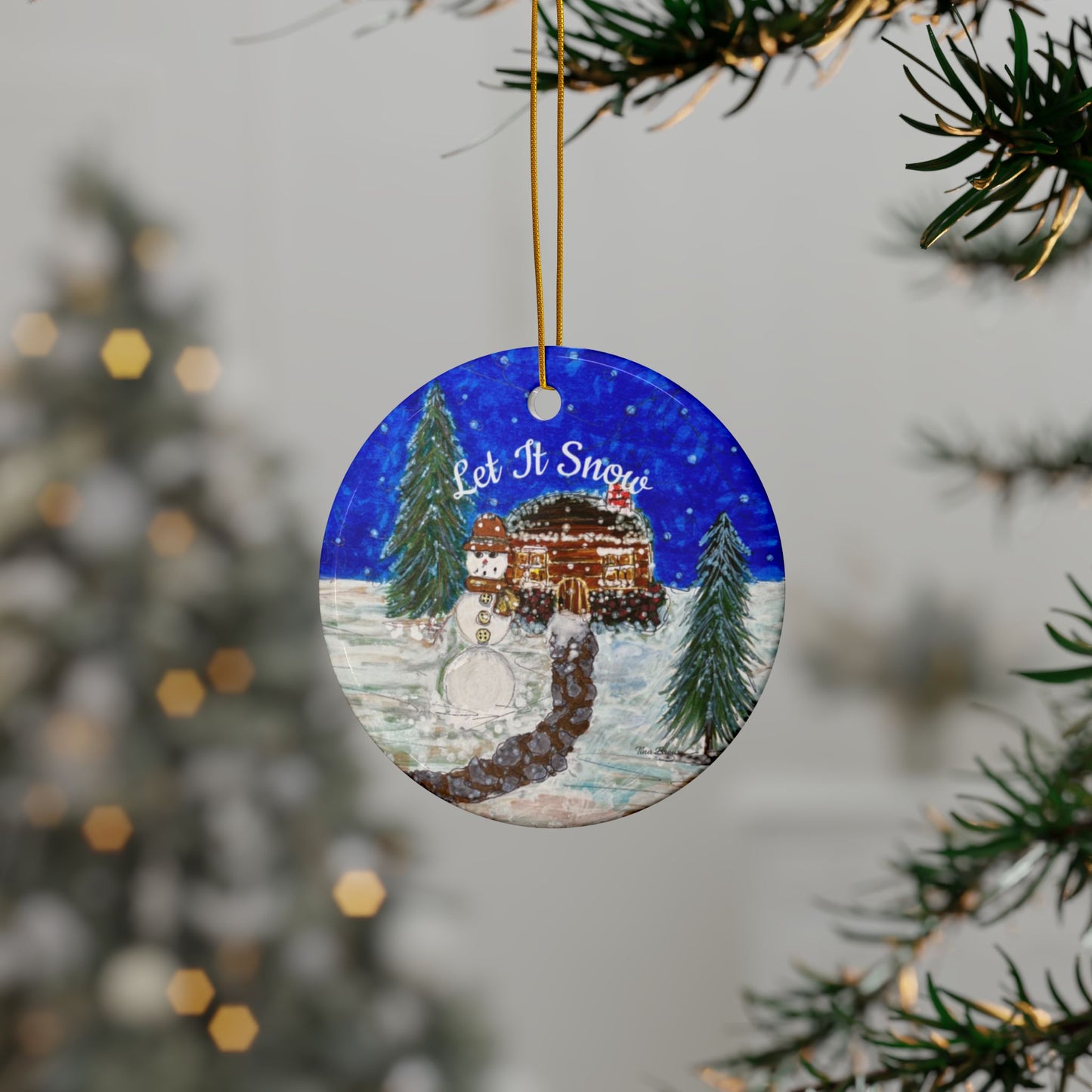 Let It Snow Ceramic Decor, Winter Wonderland Gift, Family Keepsake