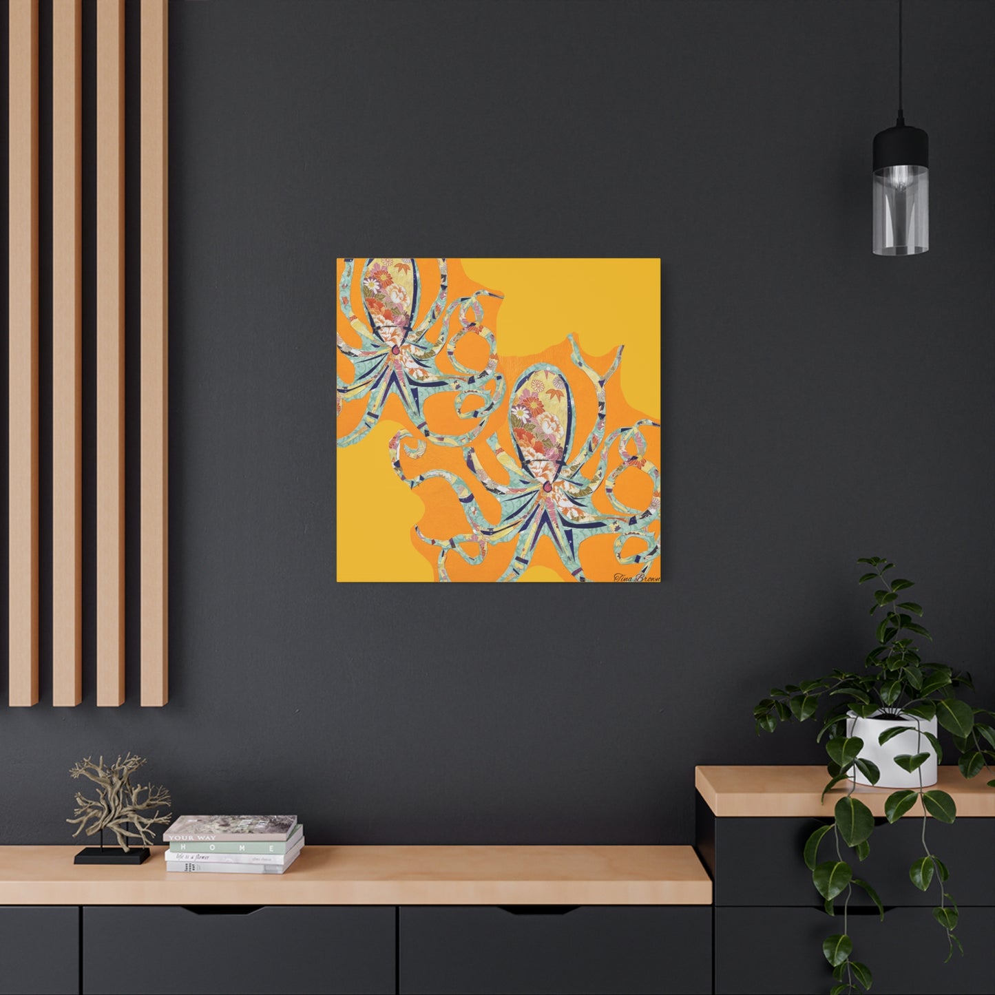 Colorful Octopus art Print Matte Canvas, Stretched, 1.25"