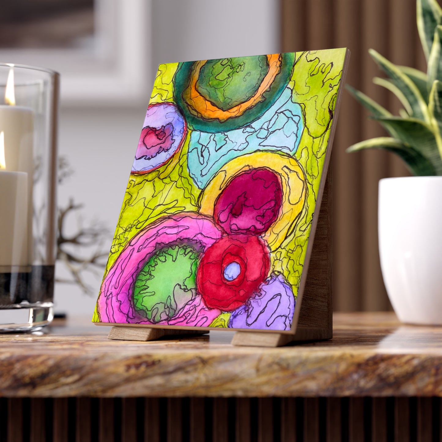 Vibrant Ceramic Art Print Tile