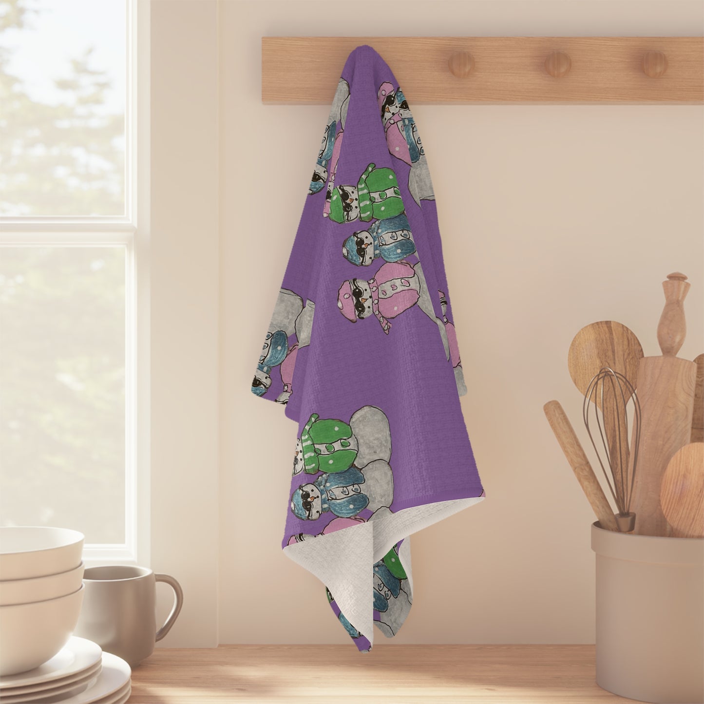 Fun Snowman Microfiber Tea Towel, Holiday Kitchen Decor, Gift for Hostess, Festive Home Accessory, Winter Holiday Decoration