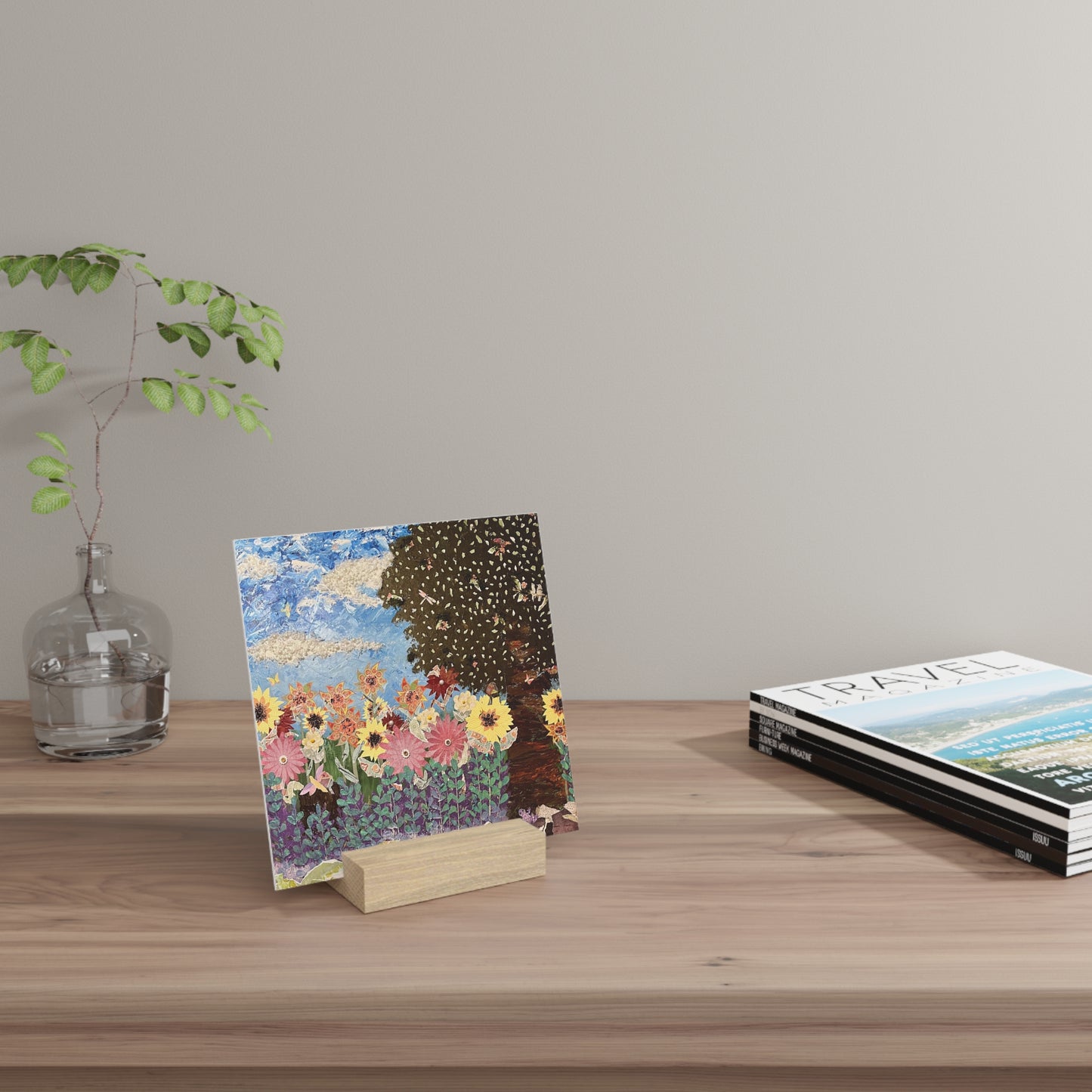 Spring Day Landscape Art Print Gallery Board with Stand - Home Decor