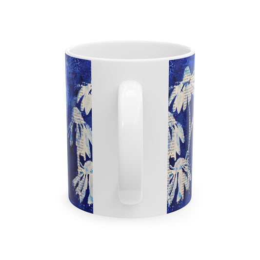 Elegant Blue Daisy Ceramic Mug - Perfect Gift for Nature Lovers