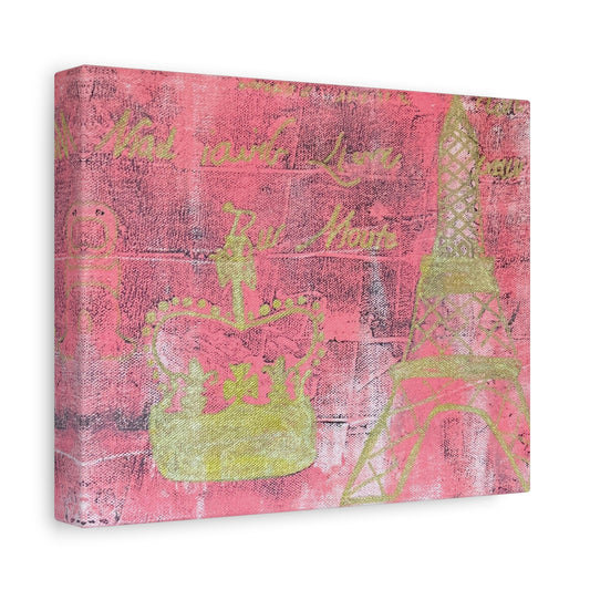 Paris in Pink Art Print Matte Canvas, Stretched, 1.25"
