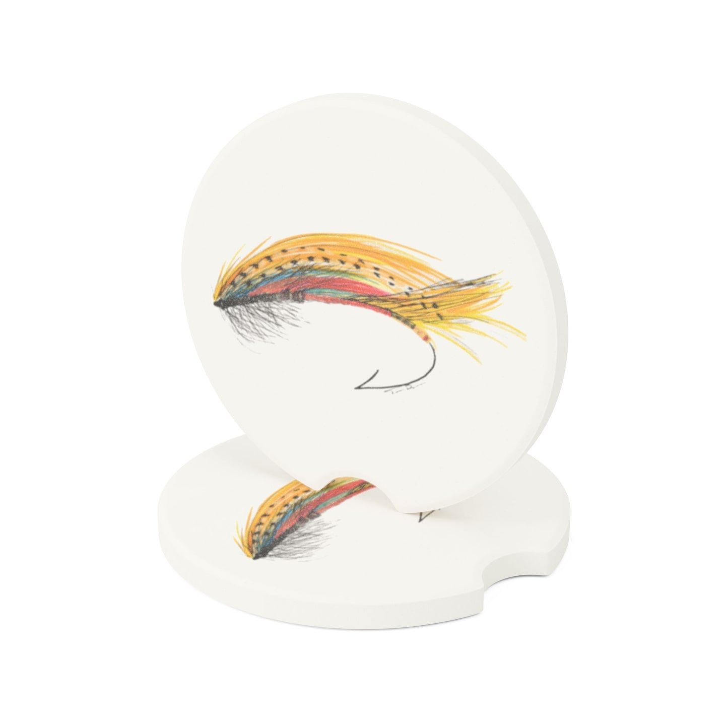 Fly Fishing Artsy Soapstone Car Coaster