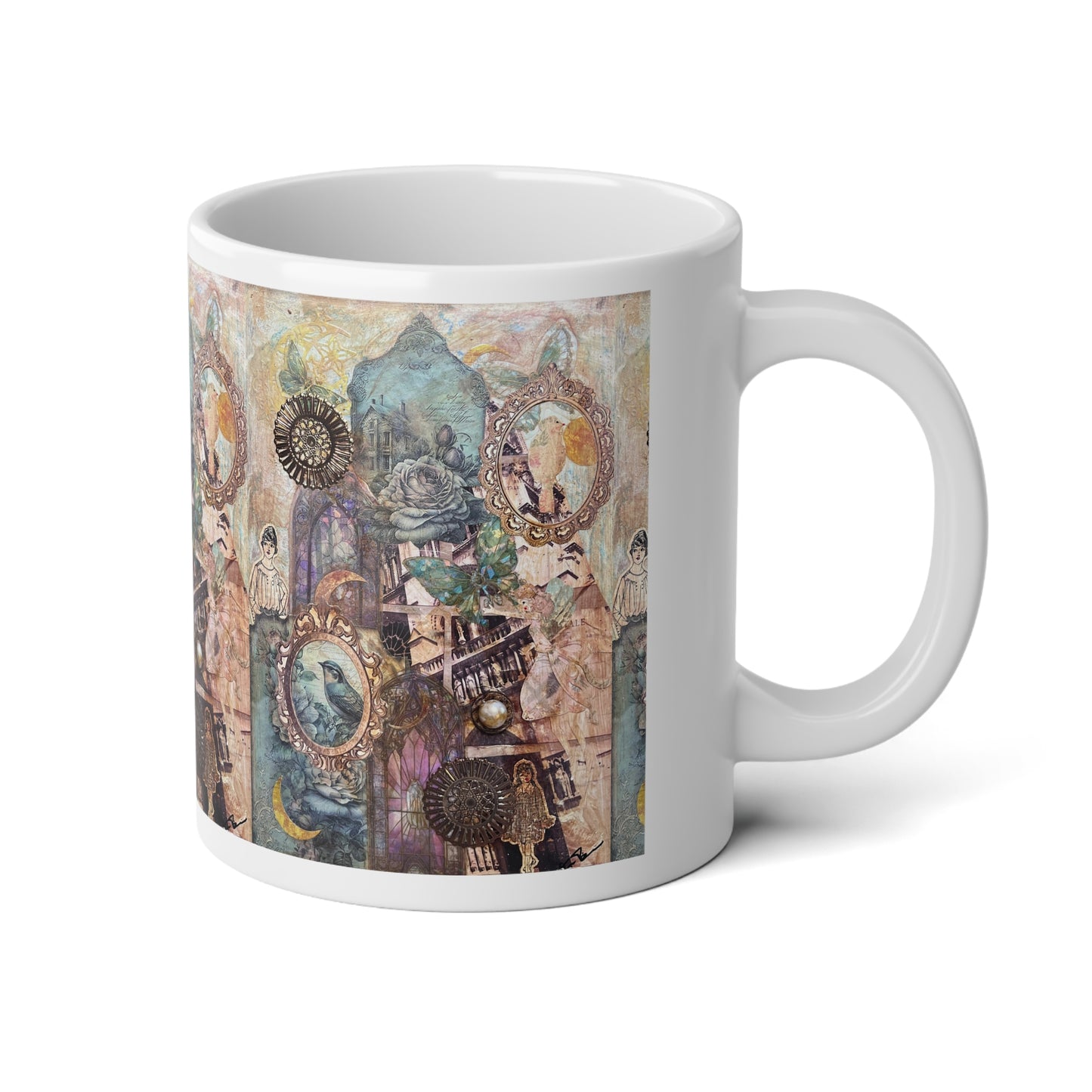 Vintage Purple Artsy Jumbo Mug, 20oz