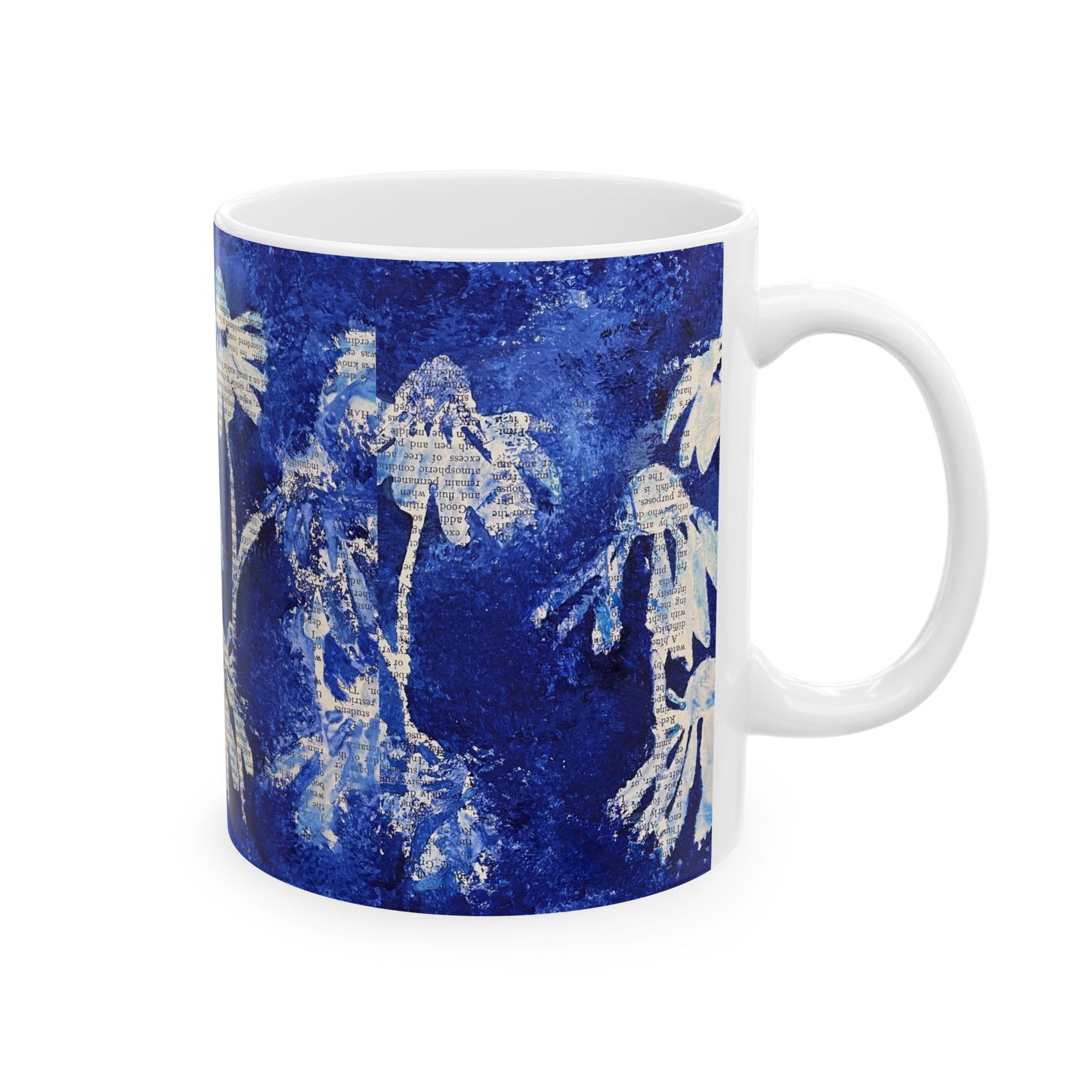 Elegant Blue Daisy Ceramic Mug - Perfect Gift for Nature Lovers