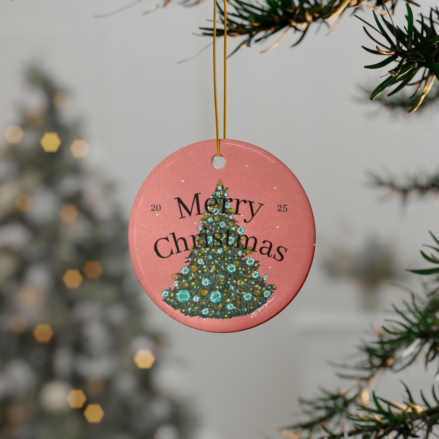 Festive Decorative Ceramic Ornaments - Merry Christmas, art printed ornament