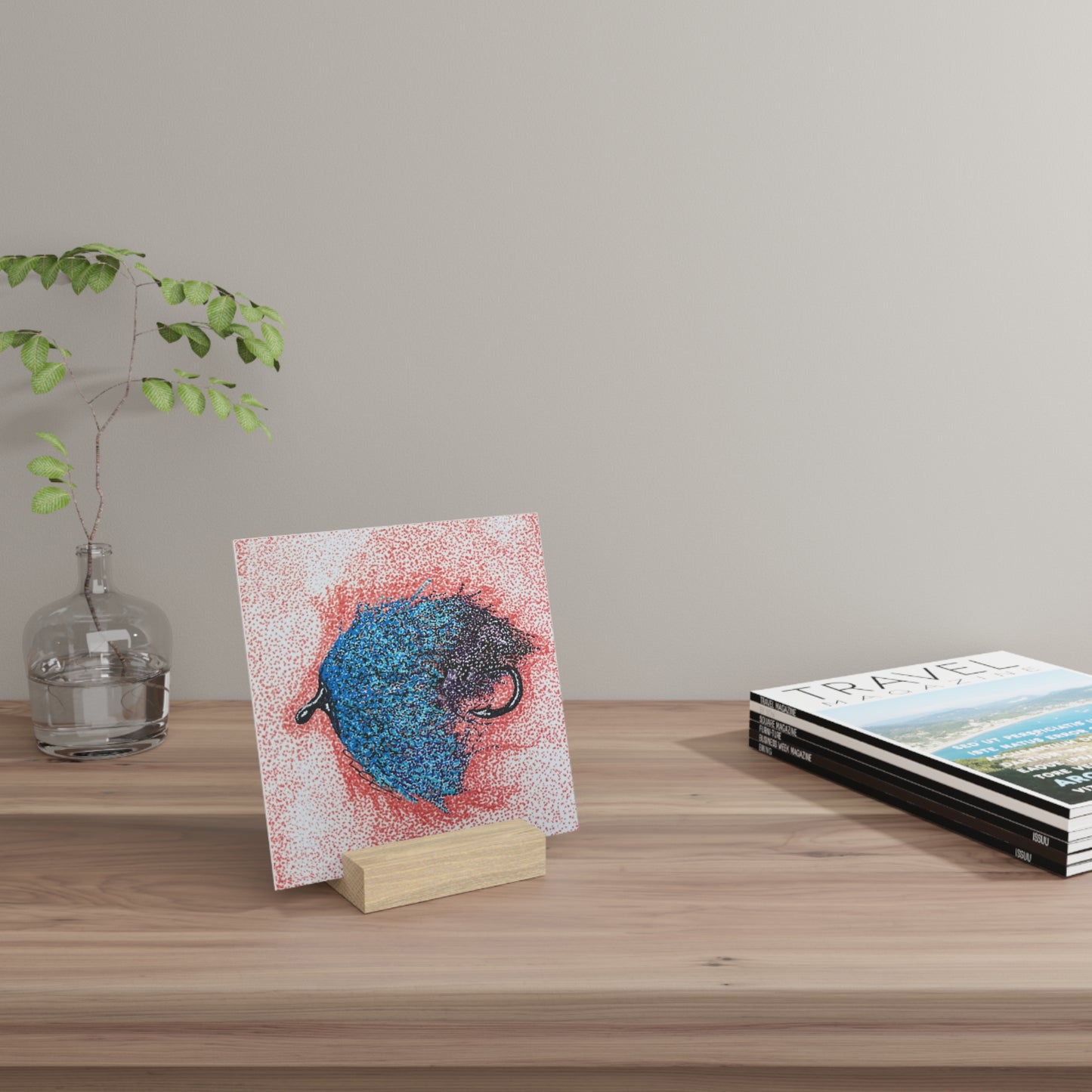 Wet Fly Art Print Gallery Board with Stand for Home Decor