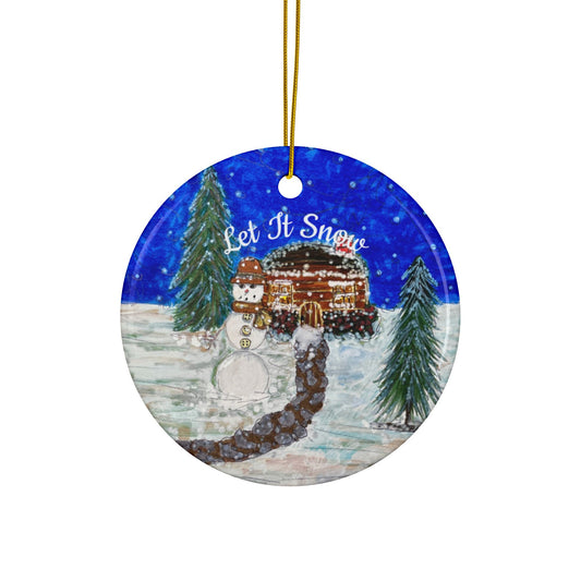 Let It Snow Ceramic Decor, Winter Wonderland Gift, Family Keepsake