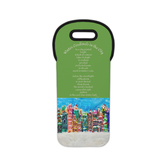 Winter Cardinals in the City Wine Tote Gift