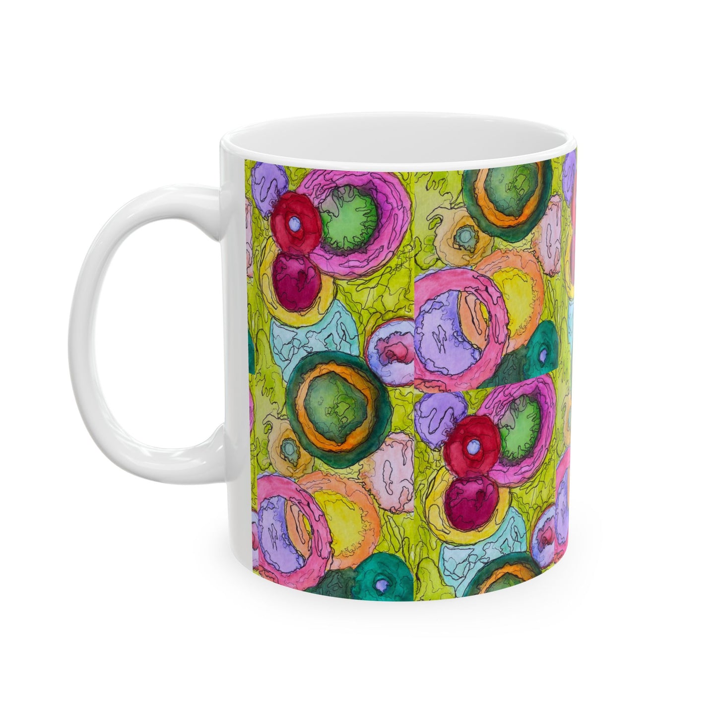 Vibrant Ceramic Mug, Colorful Coffee Cup, Unique Art Mug,