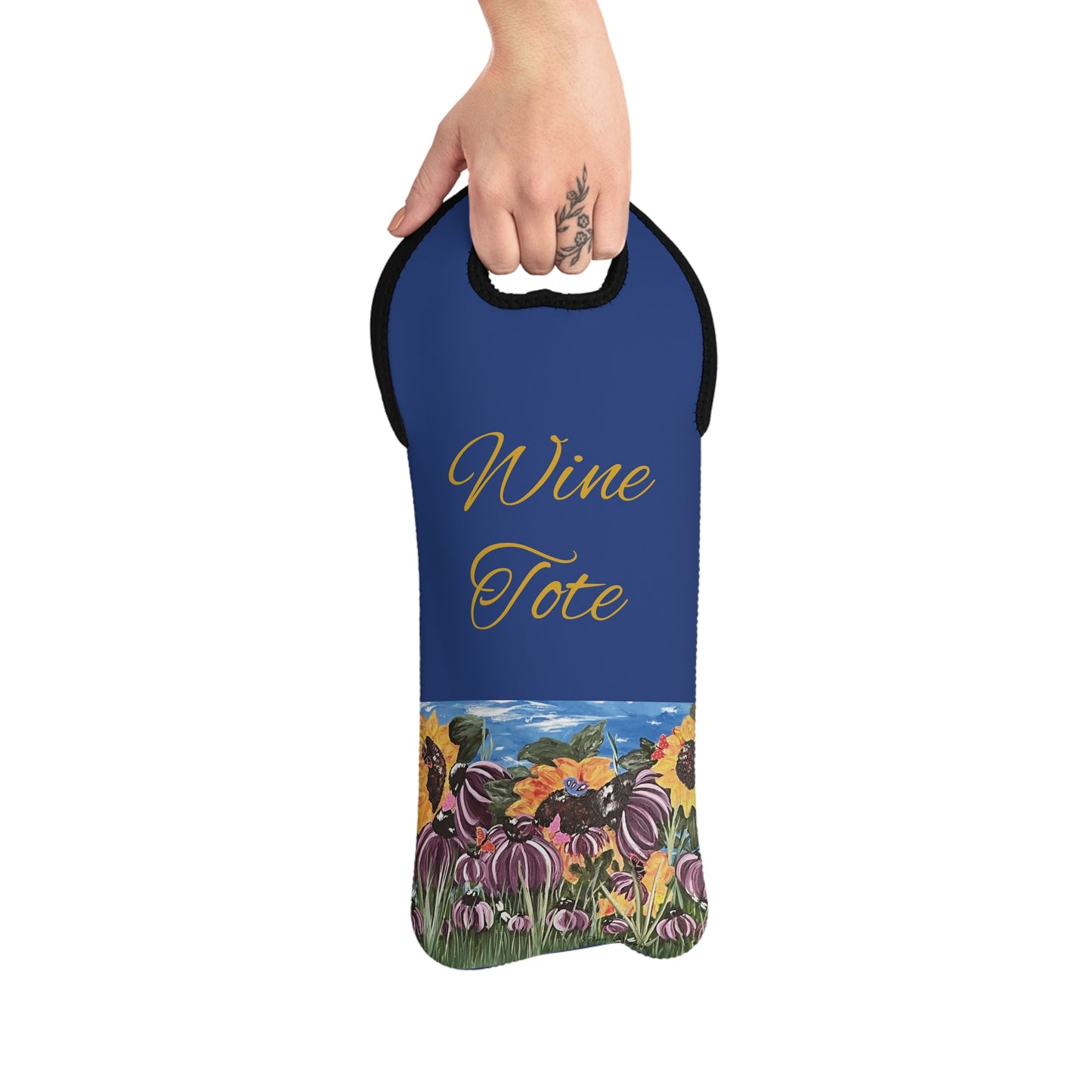 Sunflower Wine Tote Bag - Perfect for Wine Lovers & Gift Giving