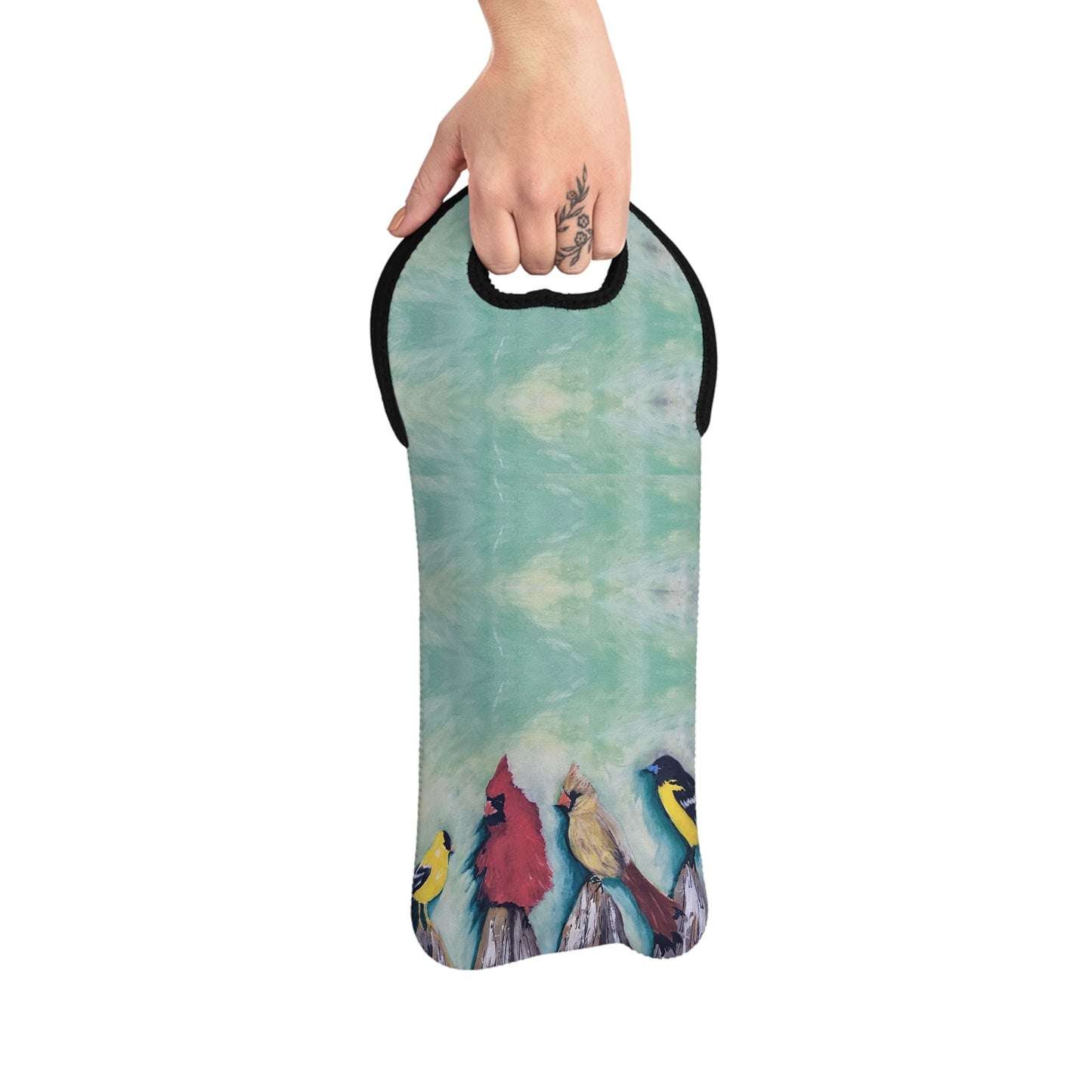 Birds on the Fence Wine Tote Bag