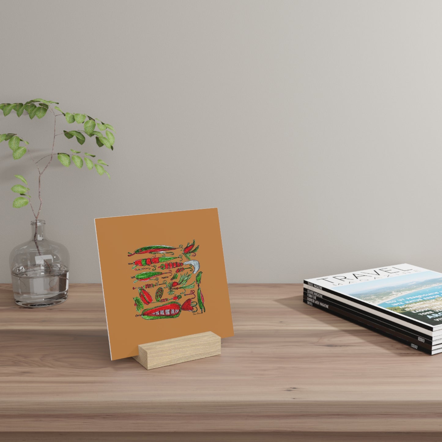 Fishing Lure Decor, Gallery Board with Stand, Perfect Gift for Fishermen, art print