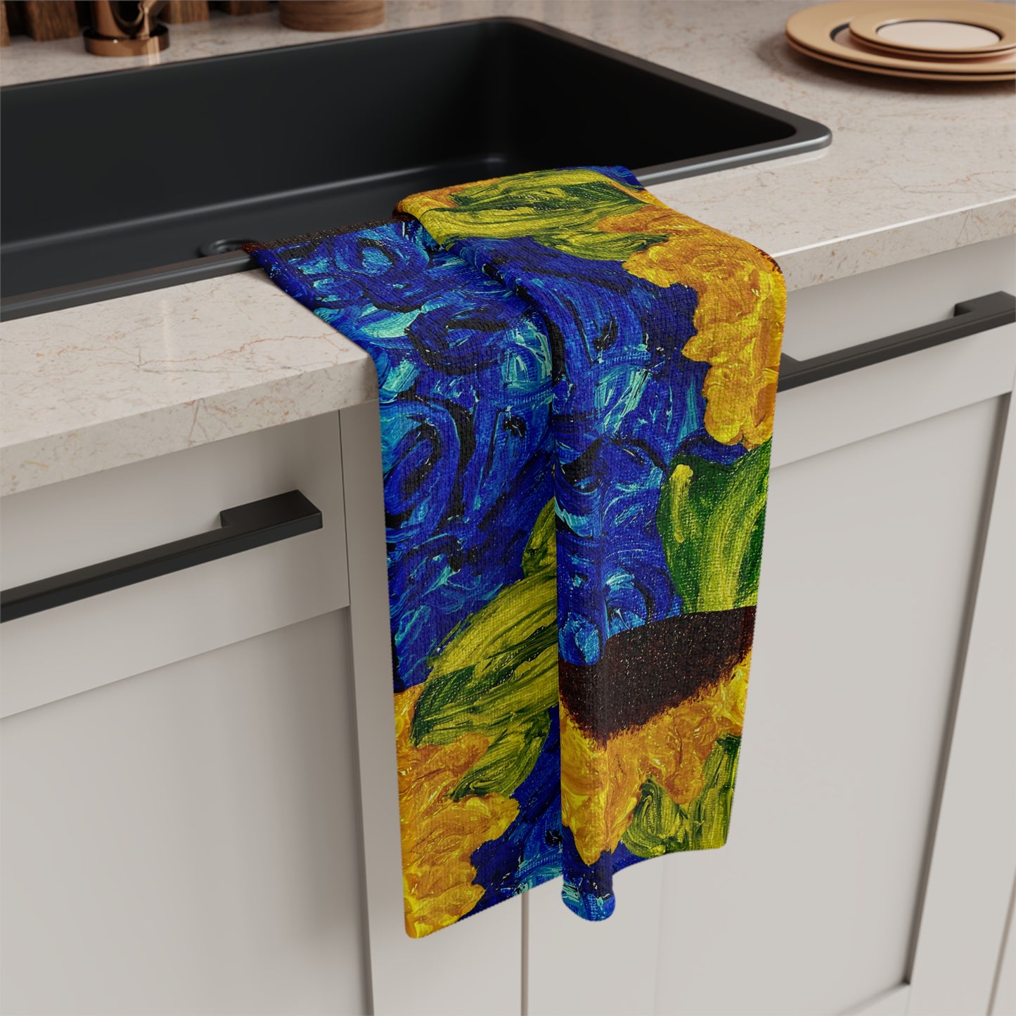 Vibrant Sunflower Microfiber Tea Towel, Kitchen Decor, Gift for Garden Lovers, Unique Housewarming Gift, Perfect for Spring Cooking