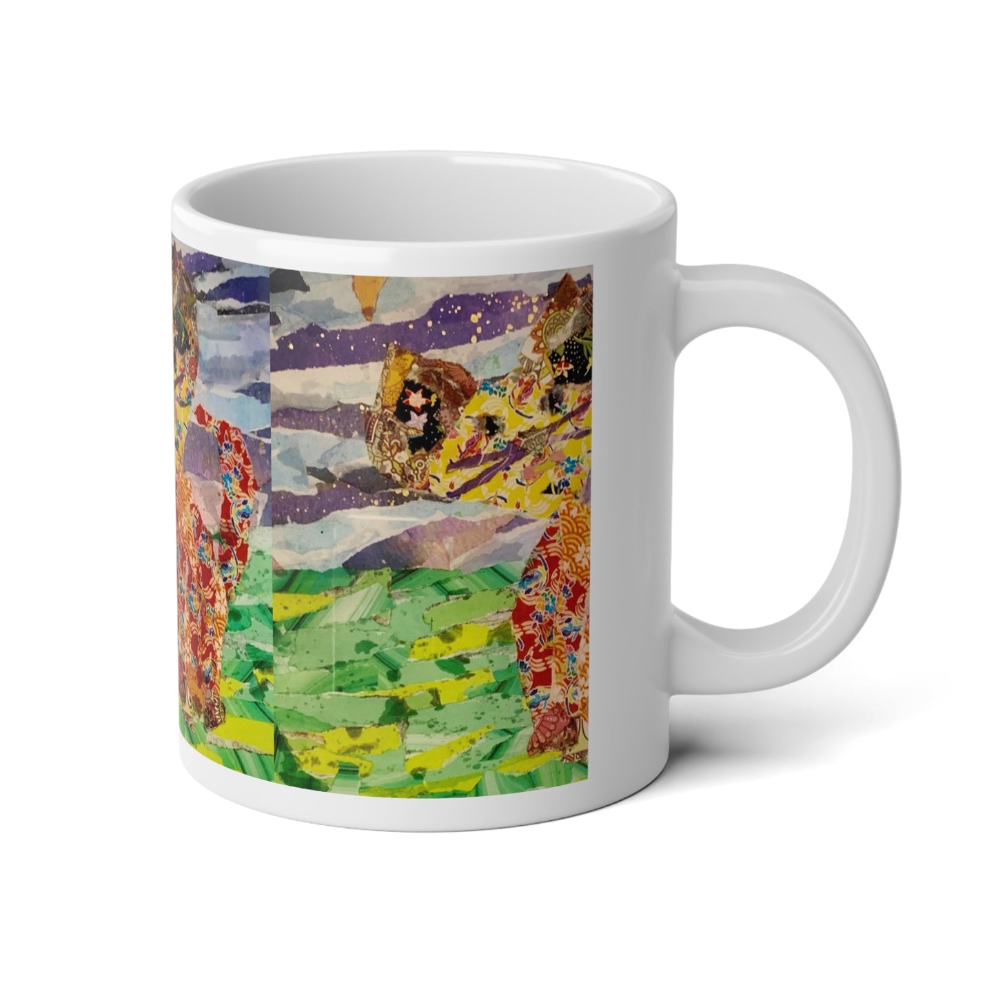 Colorful cat artsy Jumbo Mug, 20oz