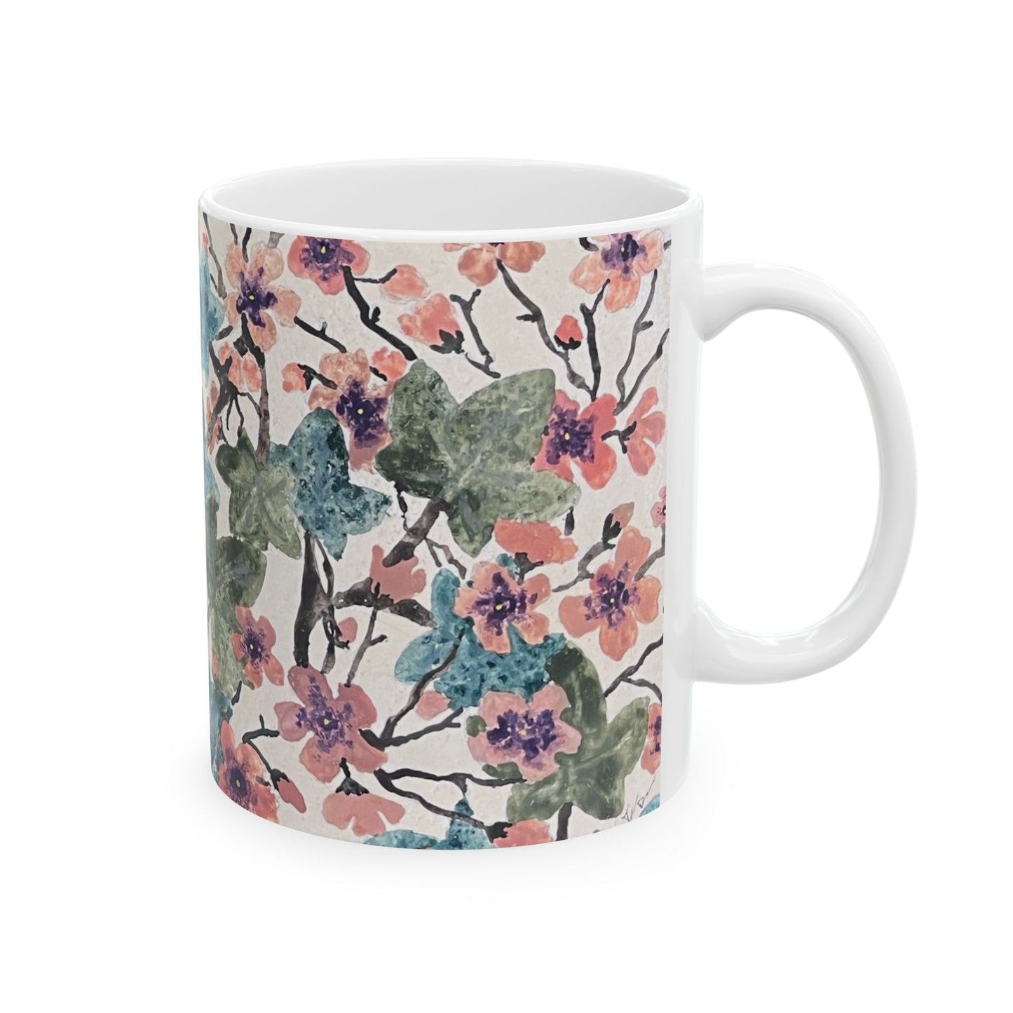 Floral Ceramic Mug, (11oz, )