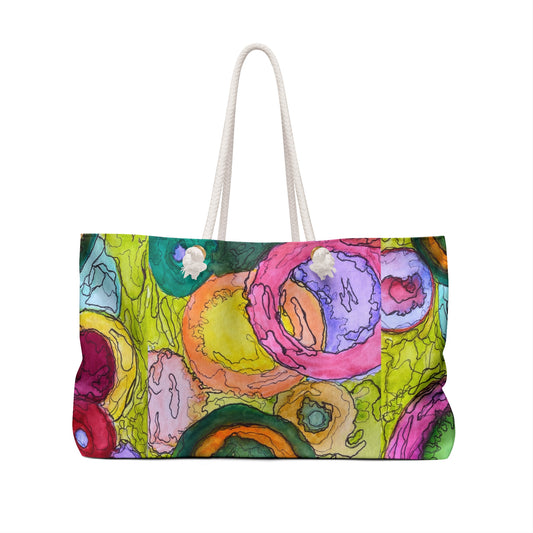 Vibrant Floral Weekender Bag, Travel Tote, Beach Bag, Overnight Bag, Weekend Getaway Essentials, Colorful Luggage