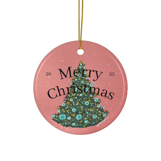 Festive Decorative Ceramic Ornaments - Merry Christmas, art printed ornament