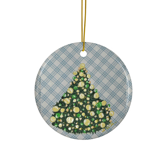 Blue Plaid Christmas Tree Ornament