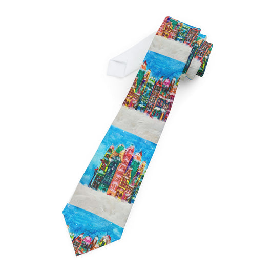 Colorful Skyline Necktie | Unique Art Tie for Business, Weddings, Holidays, Gift for Him, Fashion Accessory