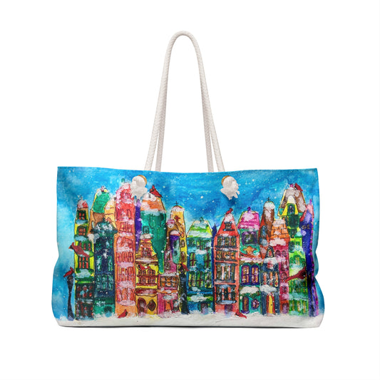 Colorful Cityscape Weekender Bag | Travel Tote, Overnight Bag, Beach Bag, Gift for Travelers, Stylish Accessory
