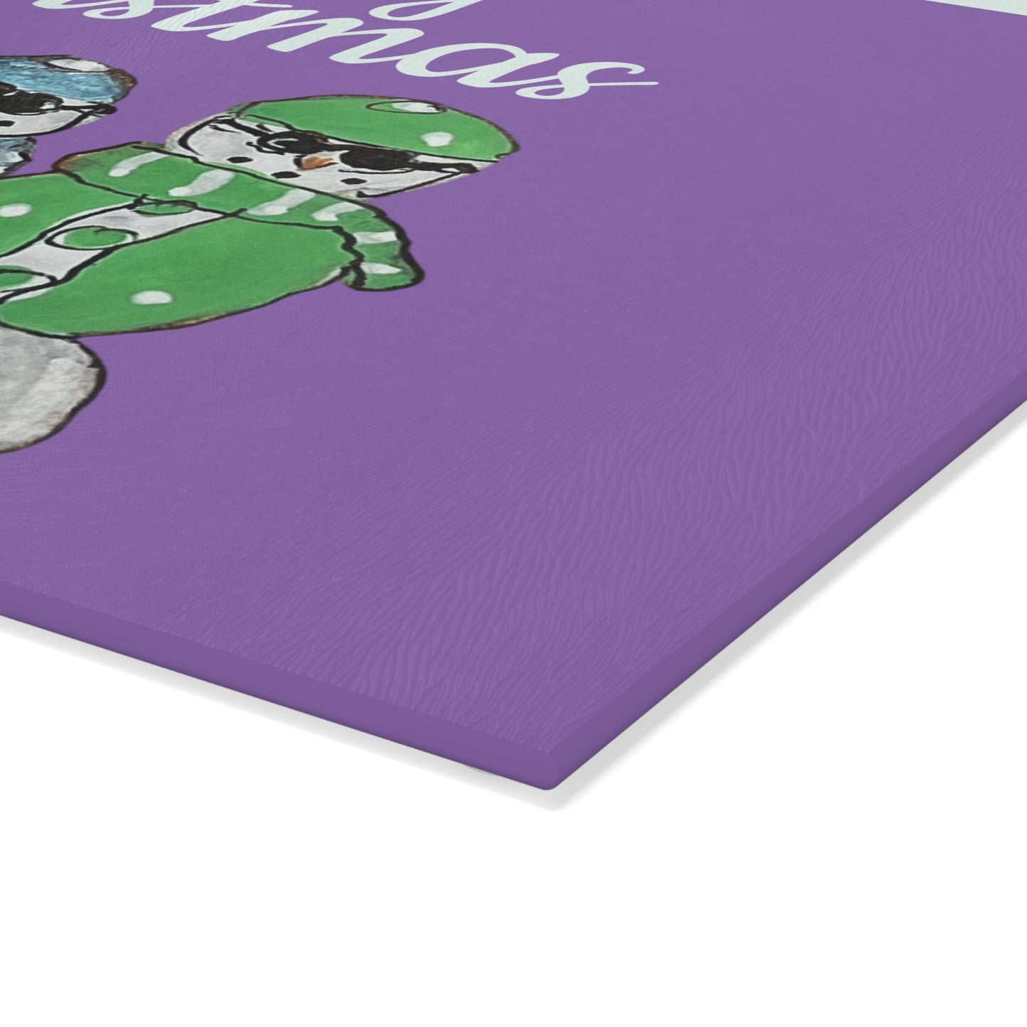 Festive Snowman Glass Cutting Board, Holiday Kitchen Decor, Merry Christmas Gift, Winter Gifting, Family Gathering, Baking Helper