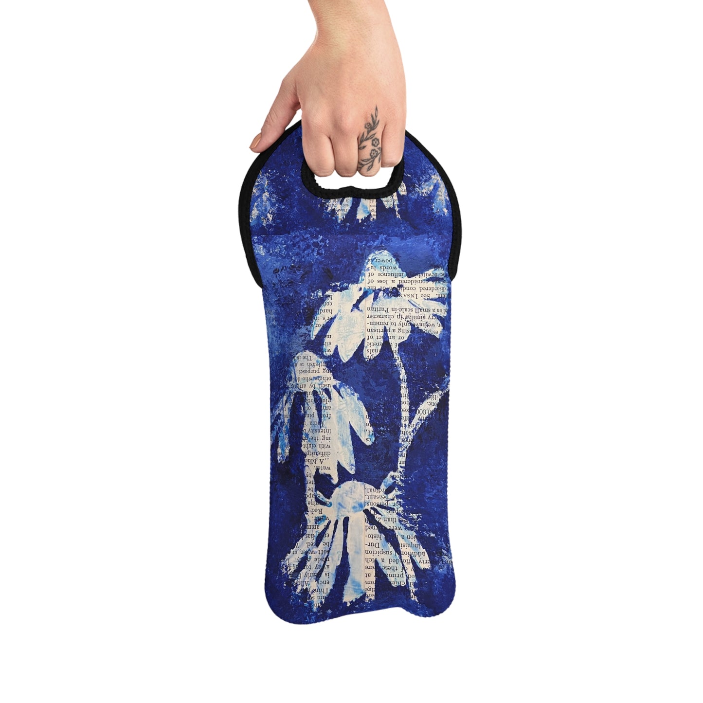 Blue Daisy Wine Tote Bag