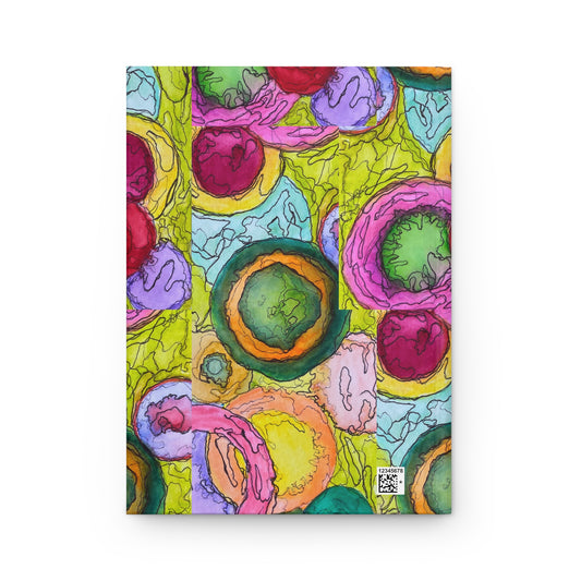 Vibrant Abstract Hardcover Journal, Colorful Notebook, Artistic Diary, Unique Gift, Retro Design