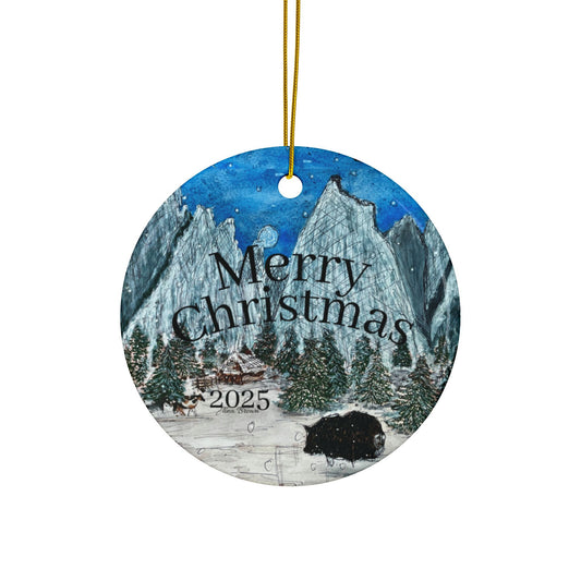 Rustic Ceramic Ornaments for Christmas, Collectible Holiday Painted Ornament
