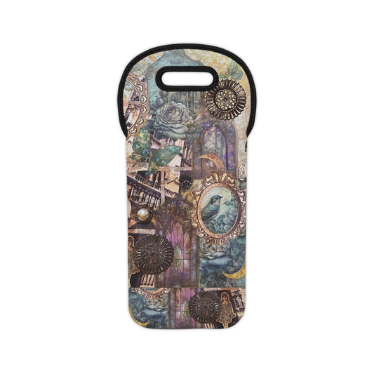 Vintage Purple Artsy Wine Tote Bag