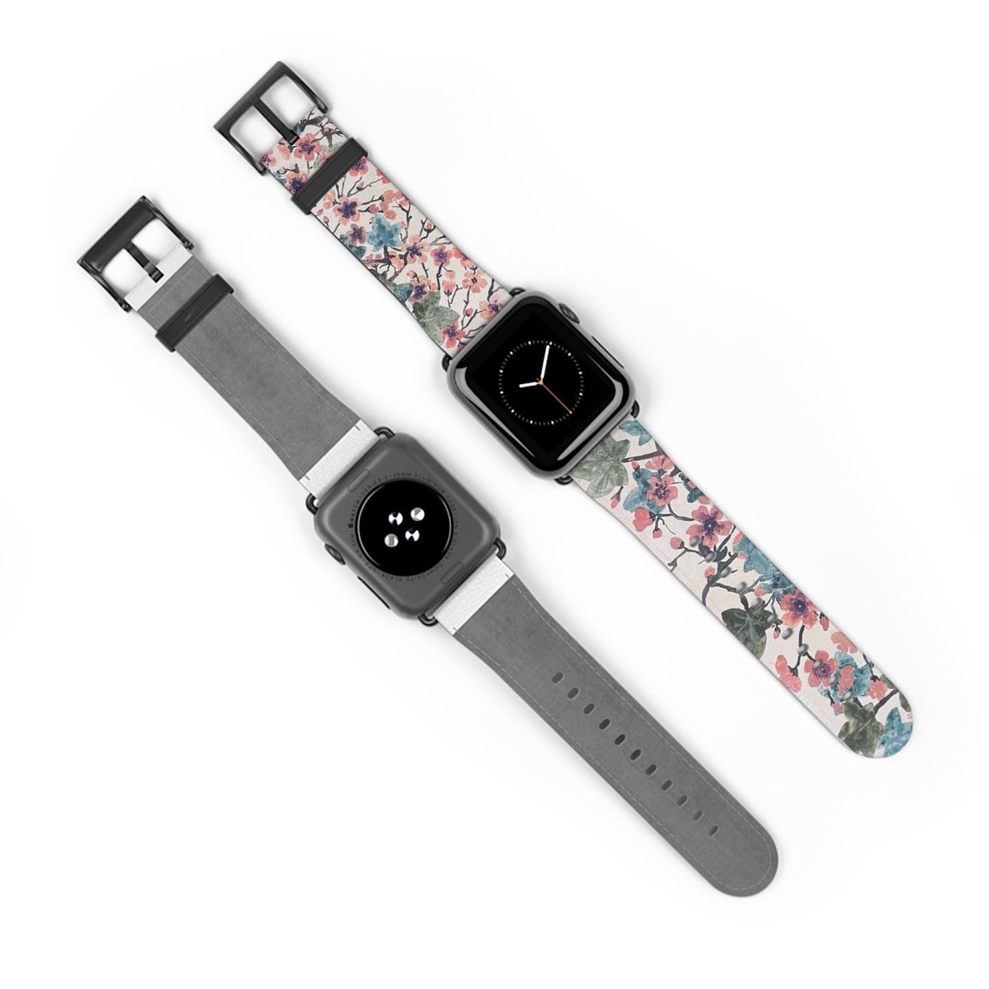 Faux Leather Floral Watch Band - Elegant Floral Design for Stylish Wear