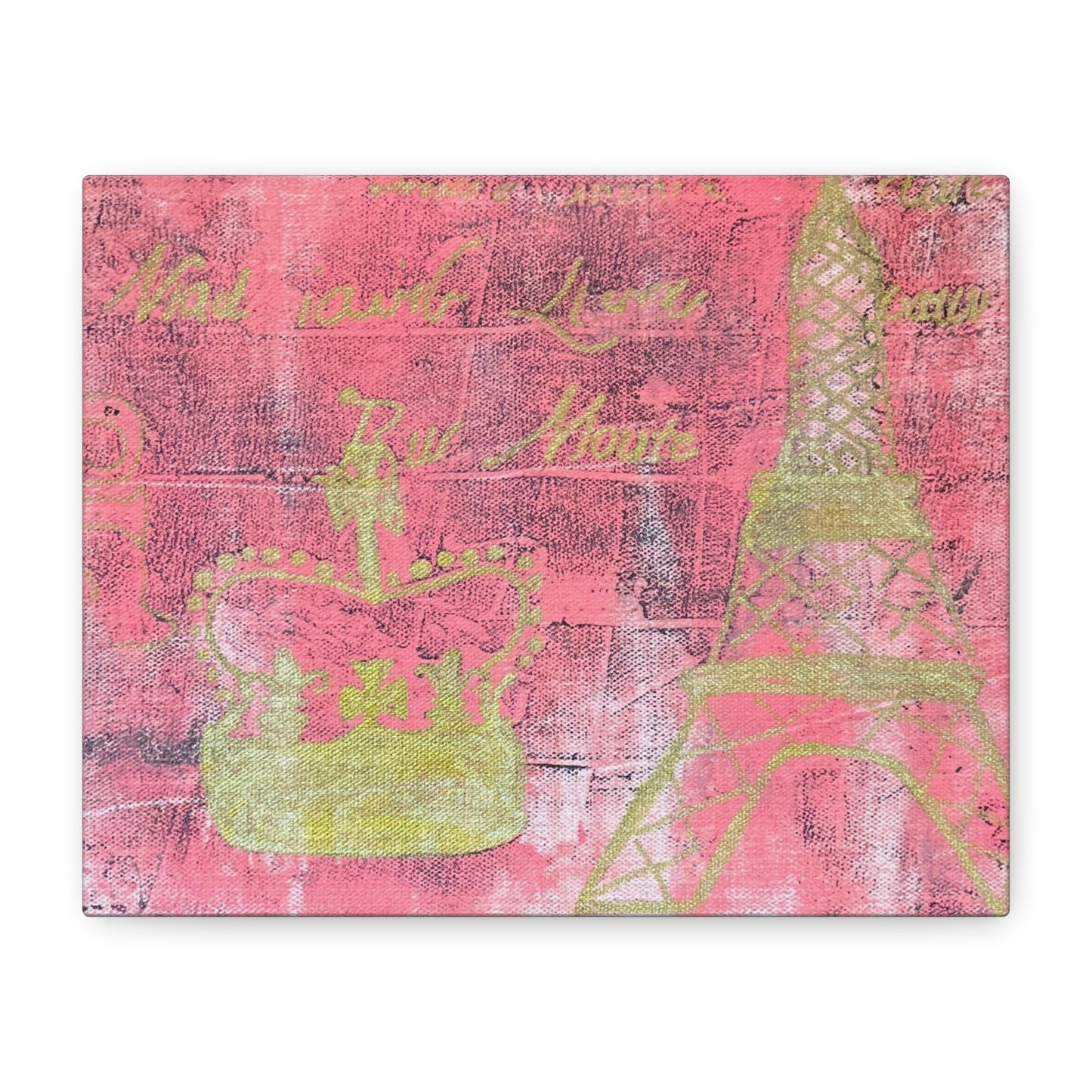 Paris in Pink Art Print Matte Canvas, Stretched, 1.25"