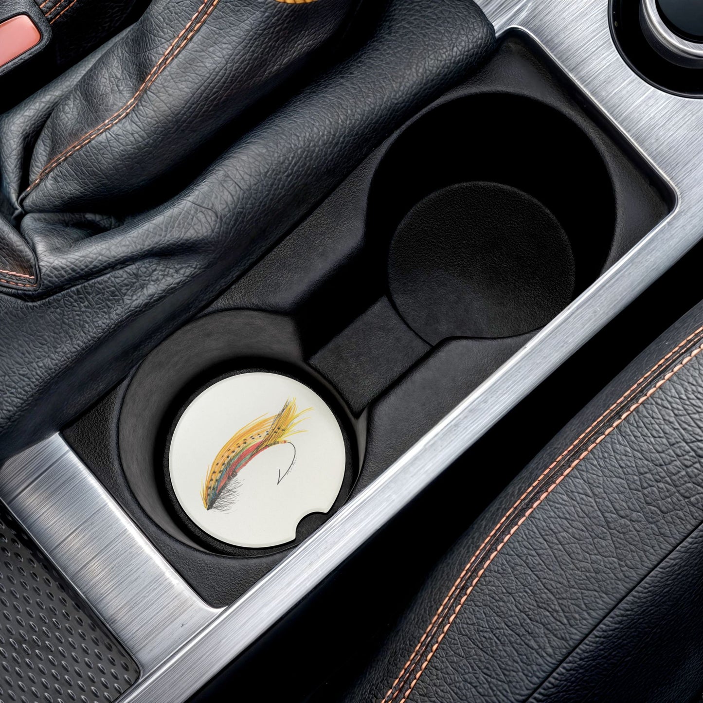 Fly Fishing Artsy Soapstone Car Coaster