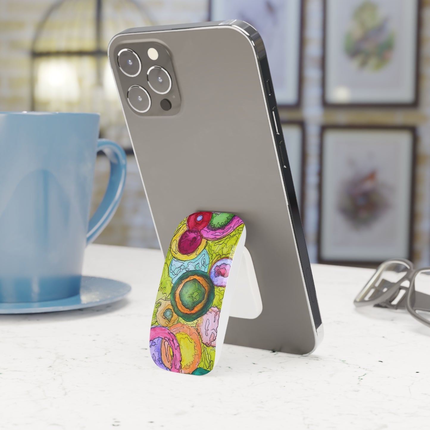 Colorful Phone Grip, Fun Click-On Phone Stand, Vibrant Smartphone Accessory, Gifts for Her, Trendy Tech Essentials