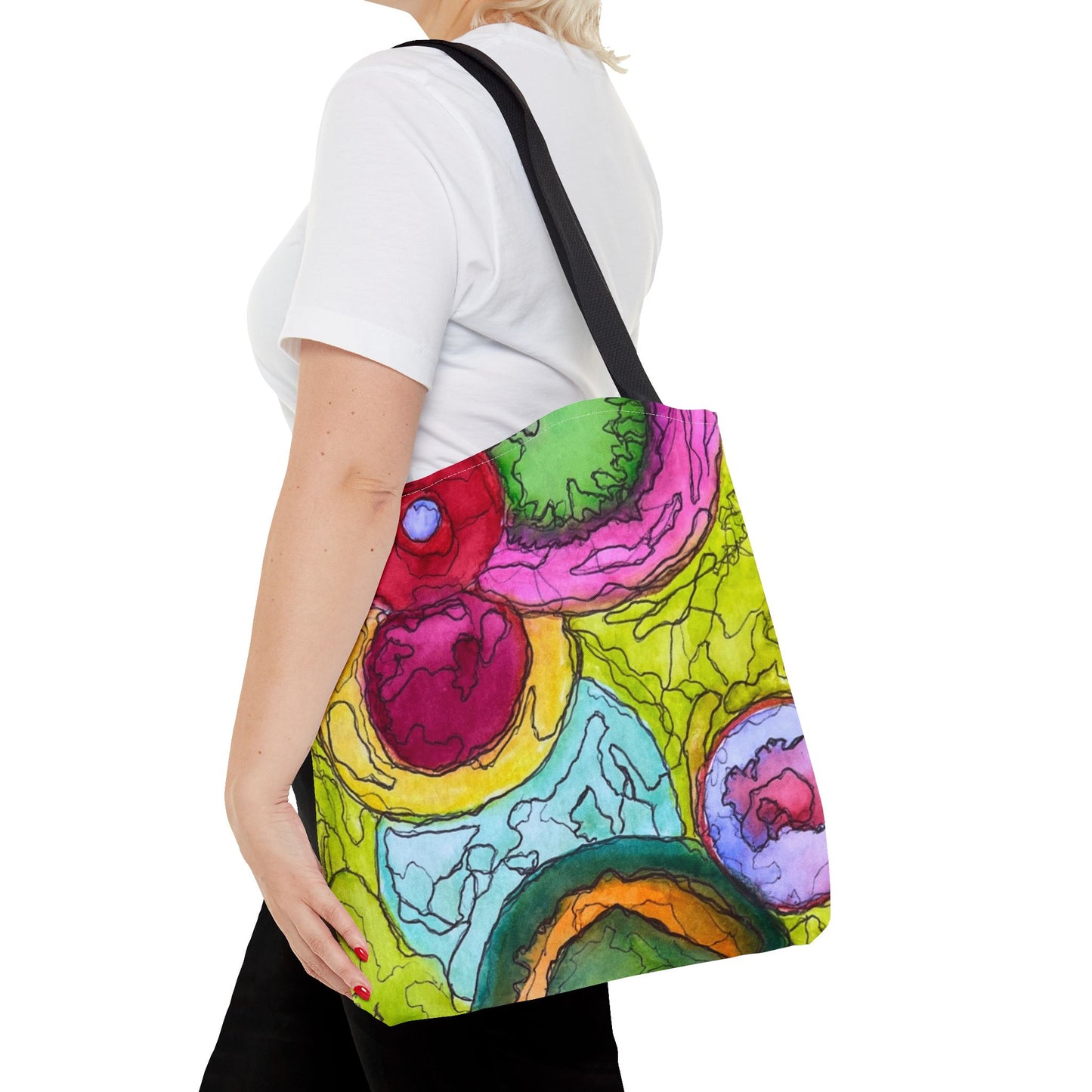 Vibrant Art Tote Bag - Colorful Messenger Bag, Eco-Friendly Shopping Bag,