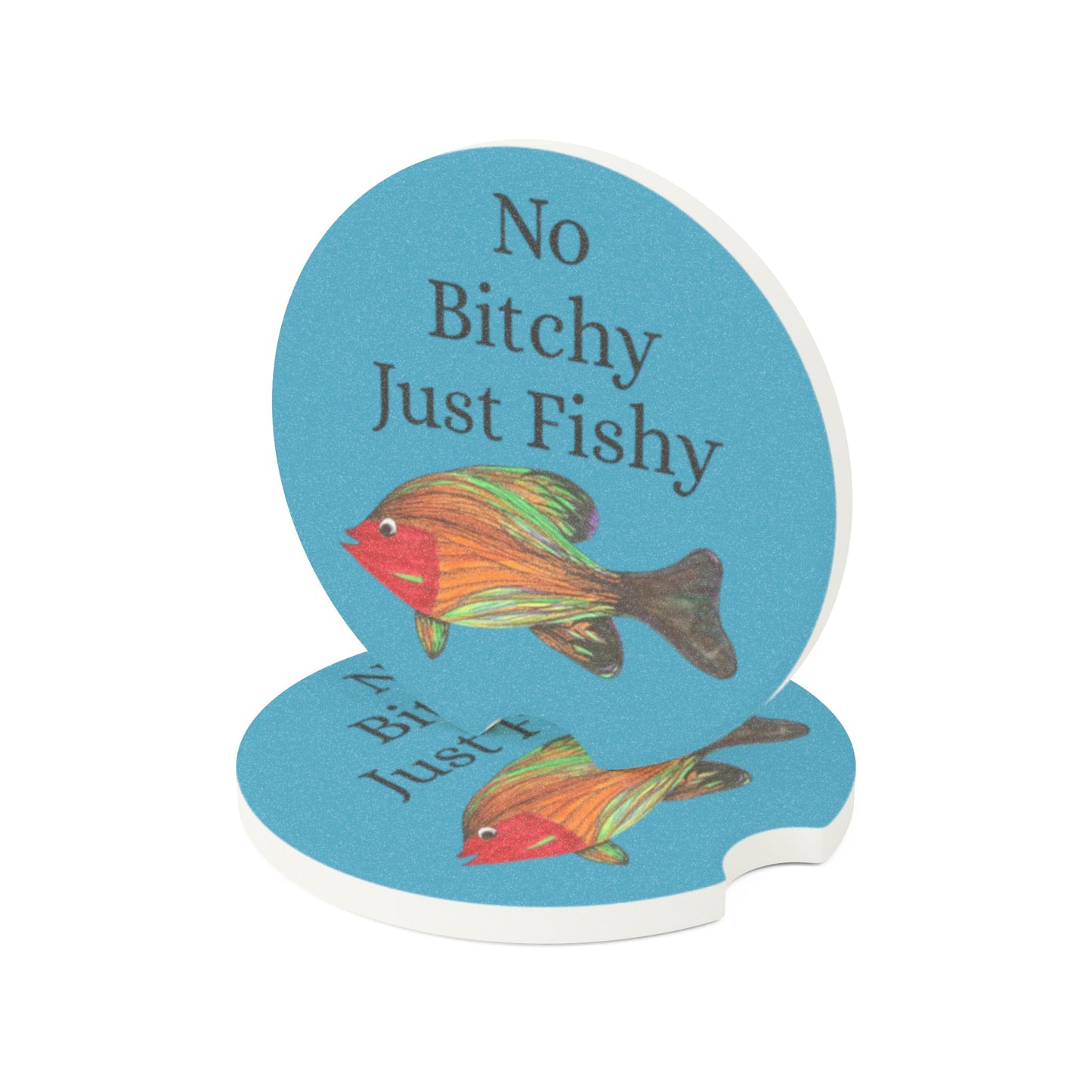 Colorful Fishy Artsy Soapstone Car Coaster