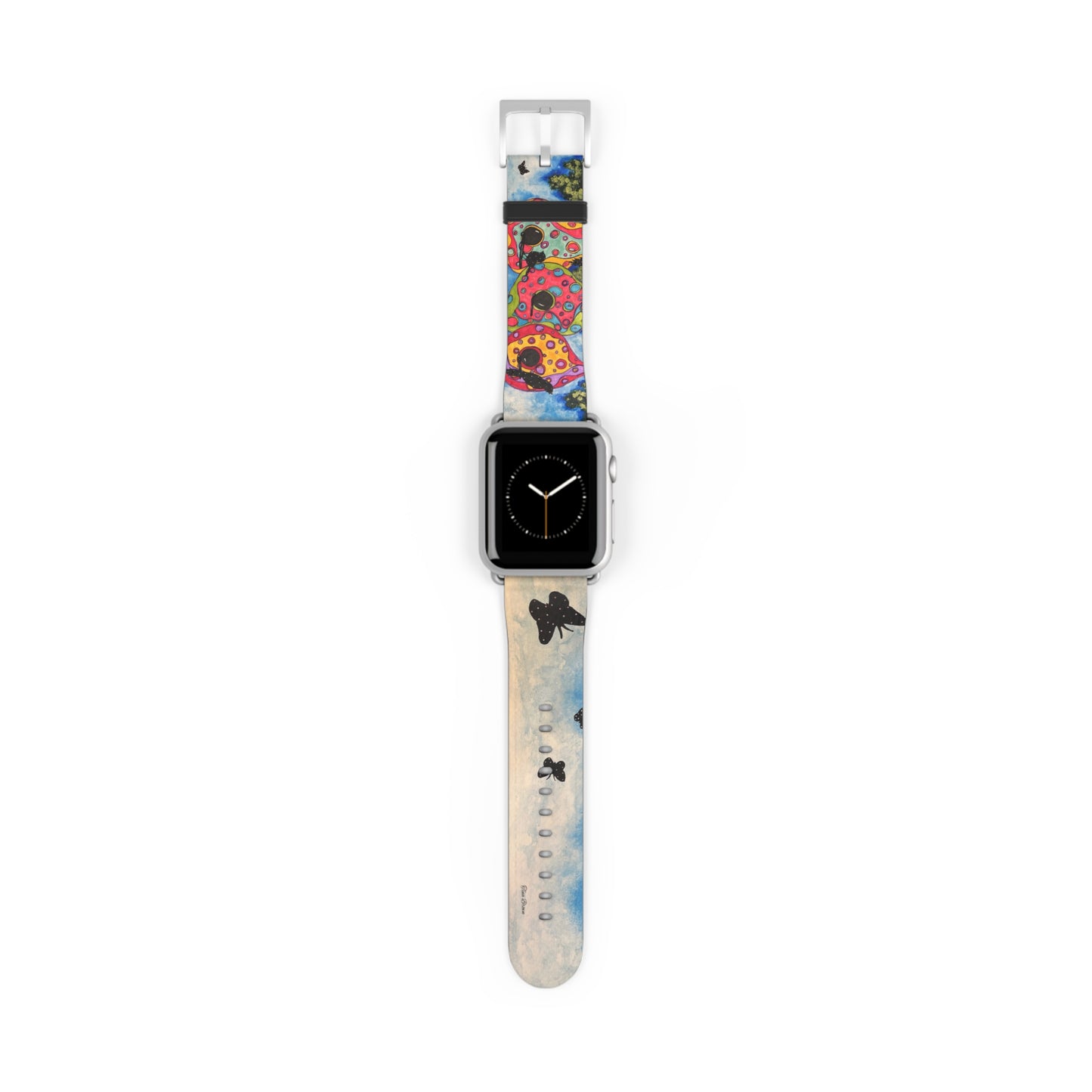 Faux Leather Artistic Watch Band - Colorful Birdhouses