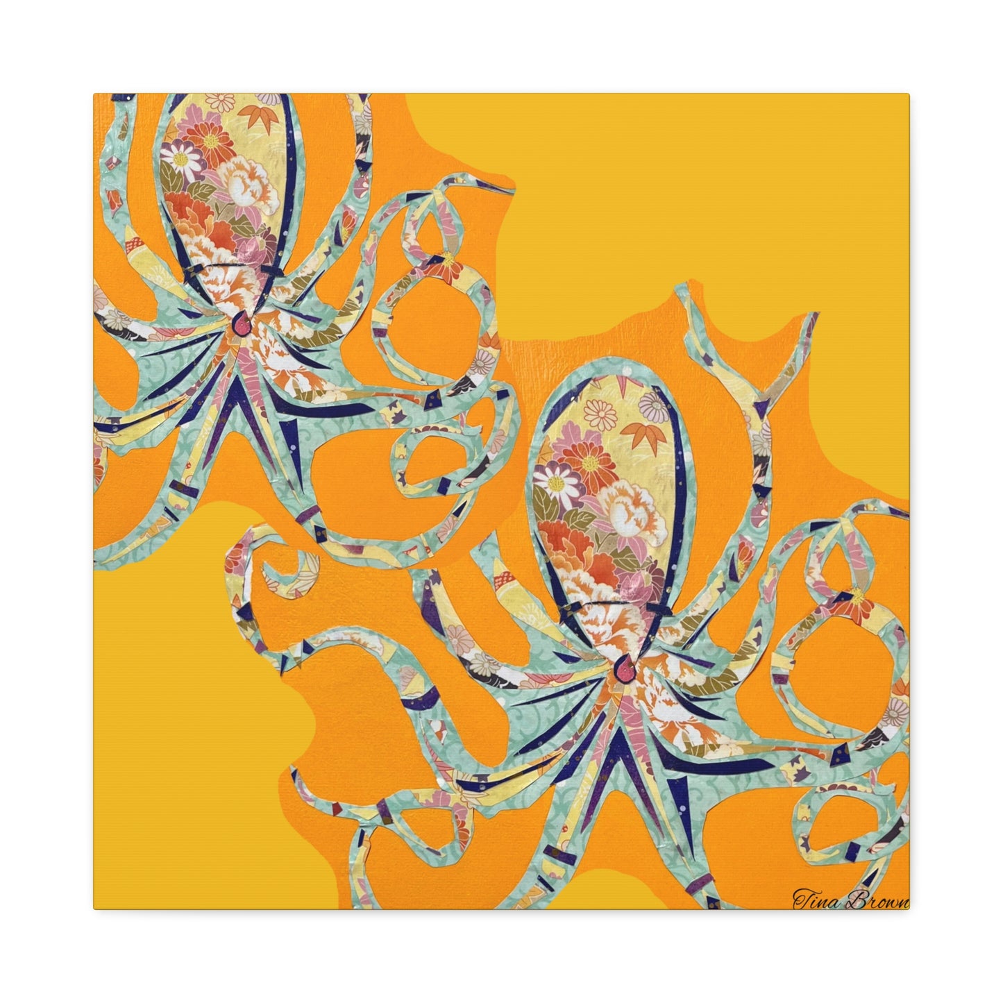 Colorful Octopus art Print Matte Canvas, Stretched, 1.25"