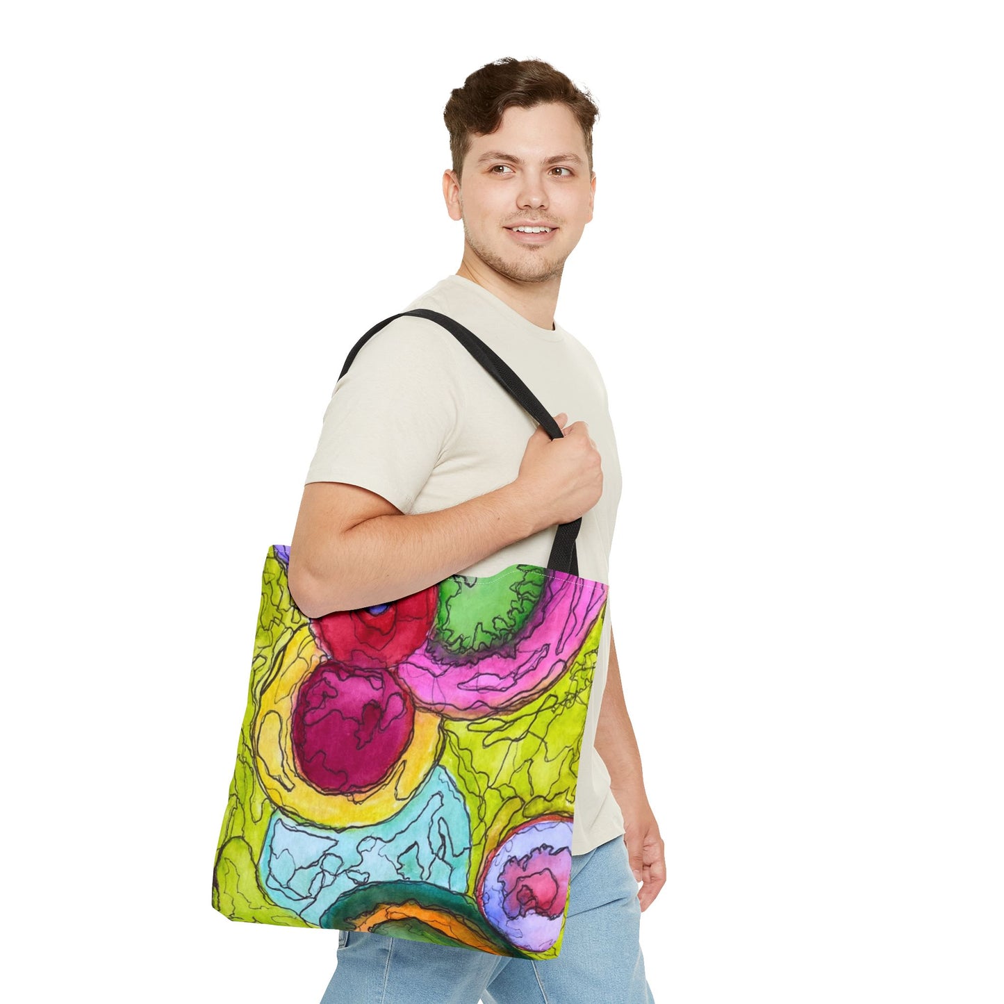 Vibrant Art Tote Bag - Colorful Messenger Bag, Eco-Friendly Shopping Bag,