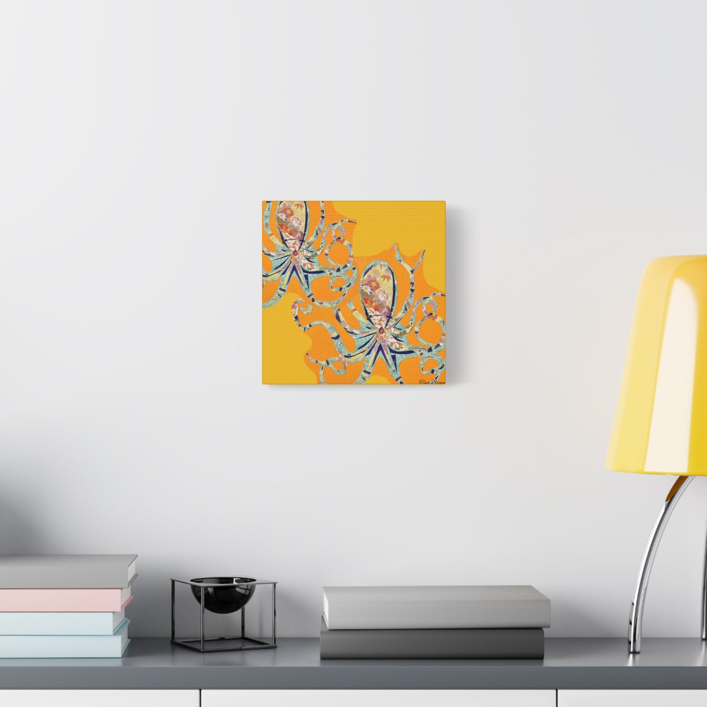 Colorful Octopus art Print Matte Canvas, Stretched, 1.25"