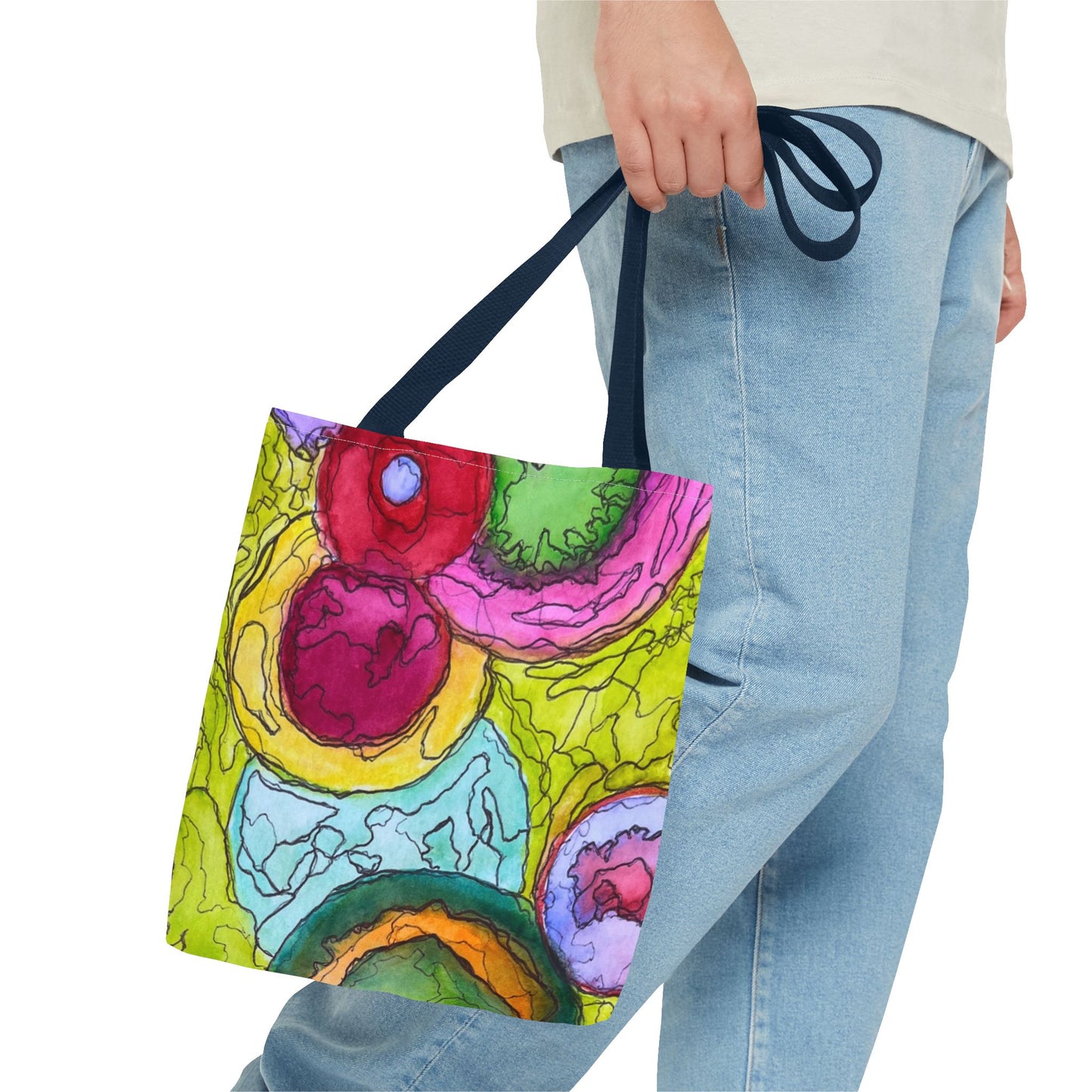 Vibrant Art Tote Bag - Colorful Messenger Bag, Eco-Friendly Shopping Bag,