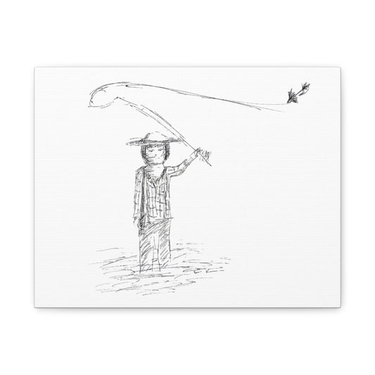Fly Fishing boy Matte Canvas, Stretched, 1.25"