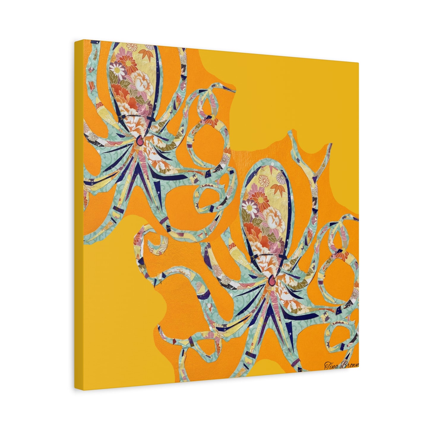 Colorful Octopus art Print Matte Canvas, Stretched, 1.25"