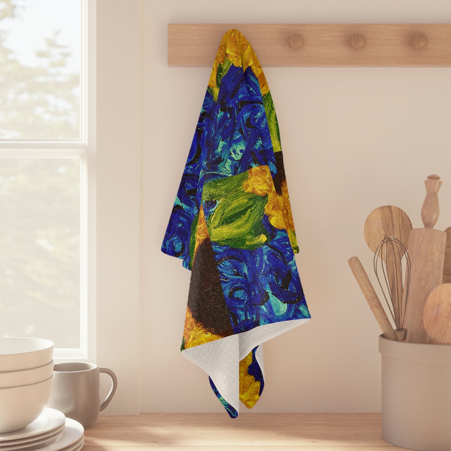 Vibrant Sunflower Microfiber Tea Towel, Kitchen Decor, Gift for Garden Lovers, Unique Housewarming Gift, Perfect for Spring Cooking