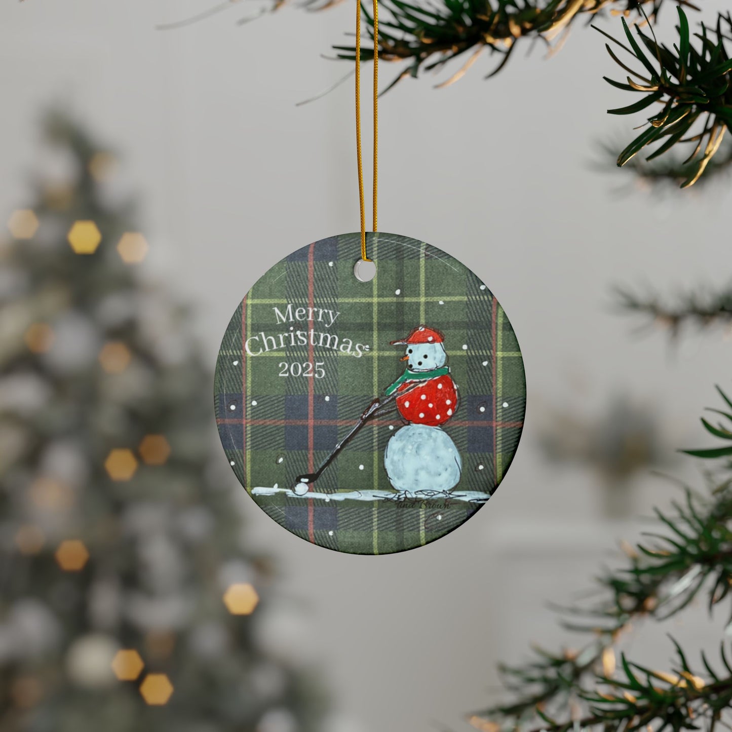 Golf Gifts, Ceramic Ornaments, Golf Snowman, Collectable Ornaments