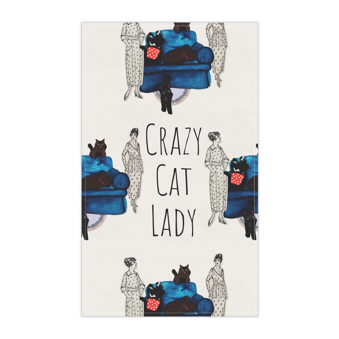 Crazy Cat Lady Artsy Tea Towels (cotton, poly)