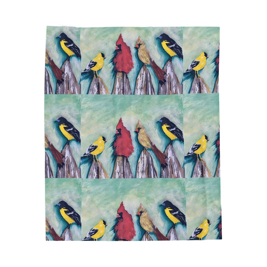 Wild Bird Art Print Velveteen Plush Blanket