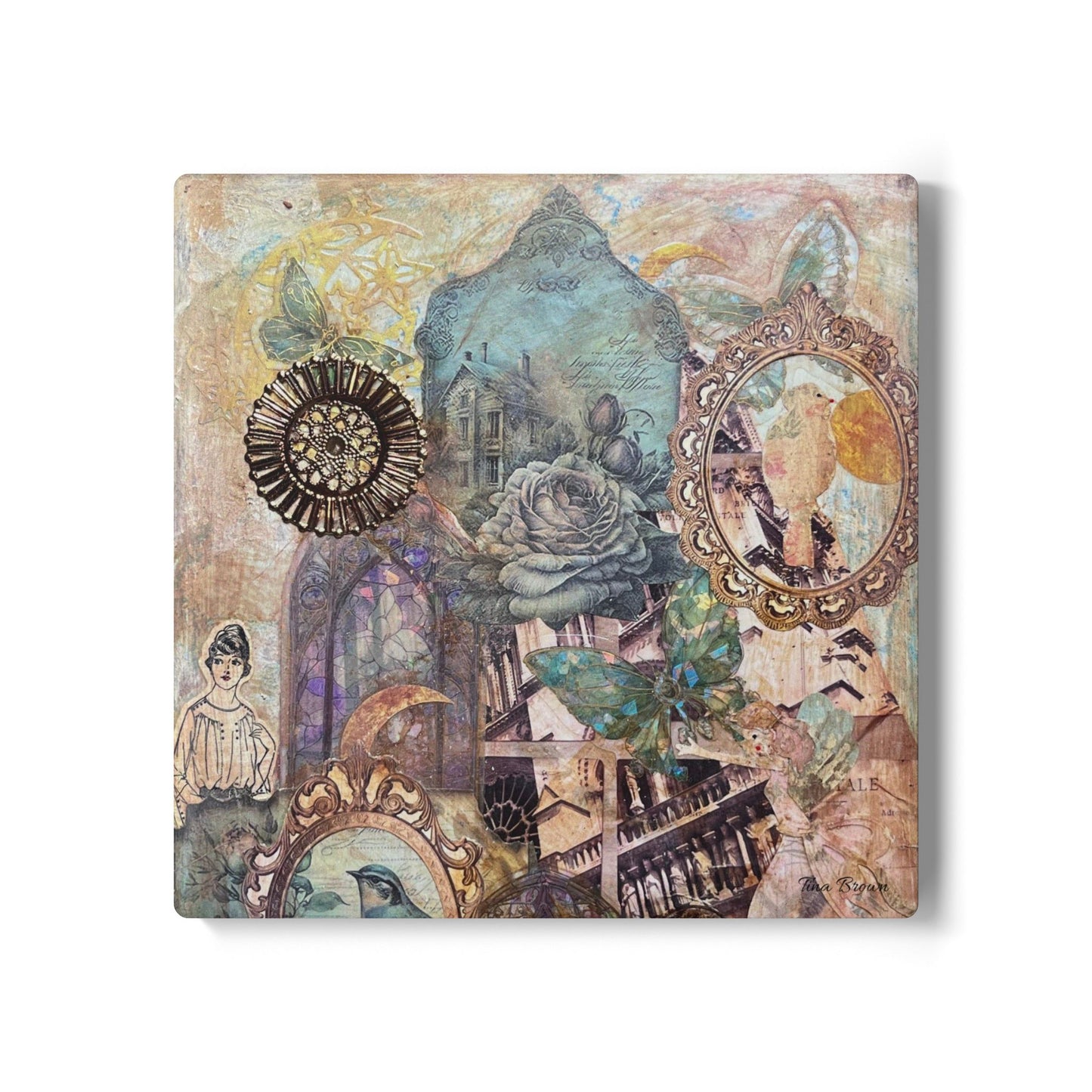 Vintage-Inspired Ceramic Coaster with Nostalgic Design