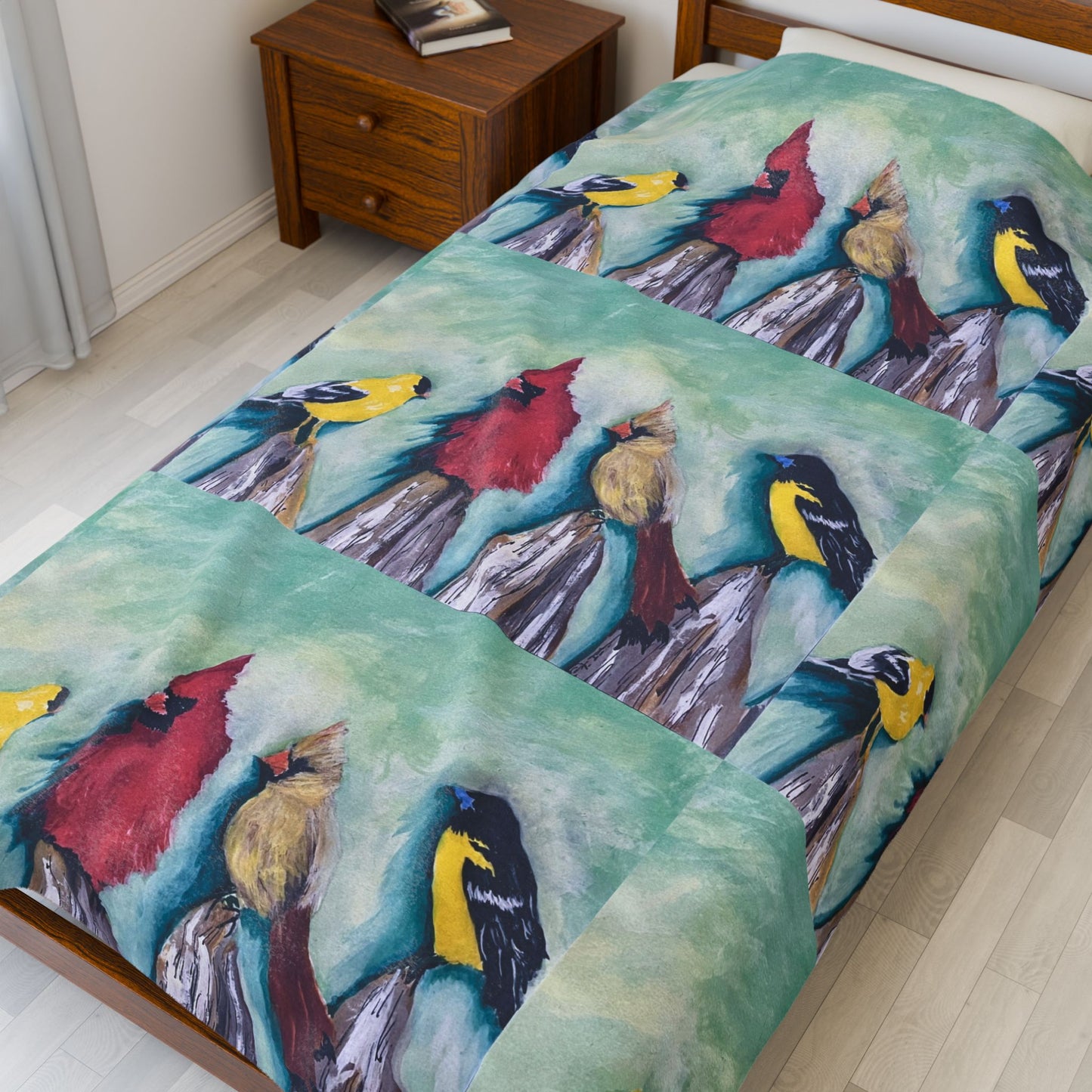 Wild Bird Art Print Velveteen Plush Blanket